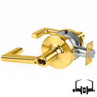Schlage ND53-BD-LON 605 entrance lock, bright brass cylindrical lockset with Longitude lever and latch