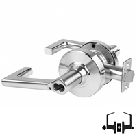 Schlage ND53BD LON 625 entrance lock, satin chrome cylindrical lockset with Longitude lever and latch