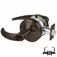 Schlage ND53-BD-OME entrance cylindrical lock, Omega lever, aged bronze 643E, SFIC prep less core