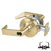 Schlage ND53-BD-RHO 606 entrance lock, satin brass Rhodes lever cylindrical lock with SFIC prep less core