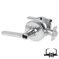 Schlage ND53-JD-LAT 625 entrance lock, satin chrome cylindrical lockset with Latitude lever, less core