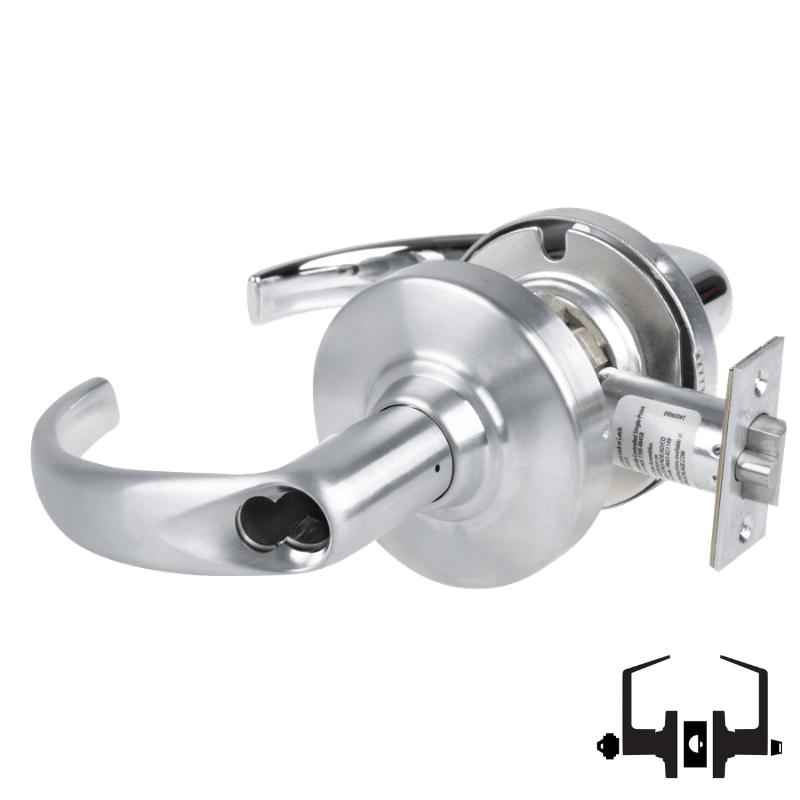Schlage ND53-JD-SPA 626 entrance lock, satin chrome Sparta lever cylindrical lockset with FSIC less core