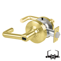 Schlage ND53-JD-TLR 606 entrance cylindrical lock, satin brass tubular lever with latch and FSIC less core