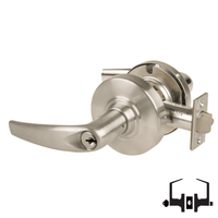 Schlage ND53-PD-ATH 619 cylindrical entrance lock, satin nickel Athens lever with keyed cylinder and latch
