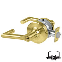 Schlage ND53-PD-BRK 606 entrance lock with Boardwalk lever, satin brass finish, keyed cylinder and latch