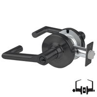 Schlage ND53-PD-BRK entrance lock, Boardwalk lever, matte black 622 finish, keyed cylinder and latch shown