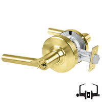 Schlage ND53-PD-BRW 606 entrance lock, satin brass cylindrical lockset with Broadway lever and keyed cylinder