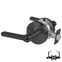 Schlage ND53PD LAT 622 entrance lock with Latitude lever, matte black cylindrical keyed lever set
