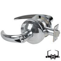Schlage ND53-PD-OME 625 entrance lockset, bright chrome cylindrical lock with Omega lever and keyed cylinder