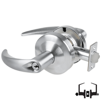 Schlage ND53PD OME 626 entrance lockset, satin chrome Omega lever cylindrical lock with key cylinder