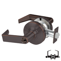 Schlage ND53-PD-RHO 643E entrance lock with Rhodes lever, aged bronze finish, keyed cylinder and latch