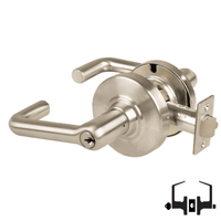 Schlage ND53PD TLR 619 entrance lever lock, satin nickel, keyed cylinder with tubular lever and latch