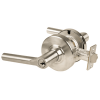 Schlage ND70PD-BRW classroom lockset, Broadway lever, 619 satin nickel, cylindrical keyed lever lock