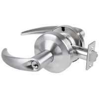 Schlage ND70PD-OME-626 classroom cylindrical lock with Omega lever, satin chrome finish, keyed cylinder