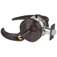 Schlage ND70PD-OME-643E classroom lock, dark bronze cylindrical lockset with Omega lever and keyed cylinder