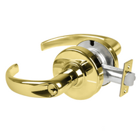 Schlage ND70PD-SPA 605 classroom cylindrical lock, bright brass Sparta lever with keyed cylinder and latch