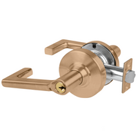 Schlage ND80PD-LON-612 storeroom lock with Longitude lever, satin bronze finish, keyed cylinder and latch