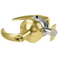 Schlage ND80PD-OME-606 storeroom cylindrical lockset, satin brass, Omega lever with keyed cylinder