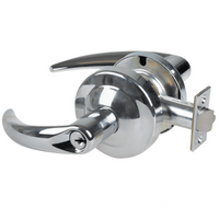 Schlage ND80PD-OME-625 storeroom cylindrical lock, bright chrome, Omega lever with keyed cylinder and latch