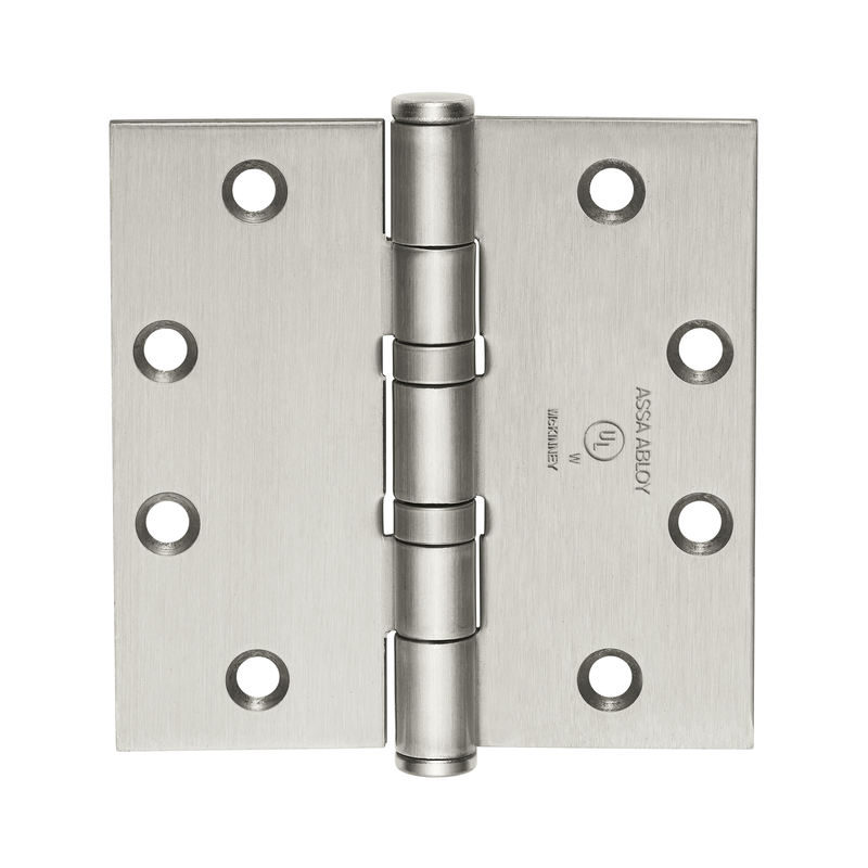 McKinney TA2314-5 x 5-US32D Full Mortise Bearing Hinge, 5-Knuckle, Standard Weight, 5" x 5", Square Corner, 630 Satin Stainless Steel Finish