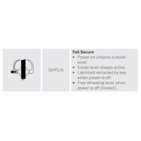 Accentra (Yale) PB5491LN-24V-626, Electrified Cylindrical Lever Lock, Fail Secure, Satin Chrome