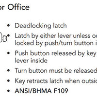 Sargent V60-10XG05-VSLL-LAKD Office Function Cylindrical Lock, Visual Indicator Trim Outside Only, White/Red, LA Keyway Keyed Random