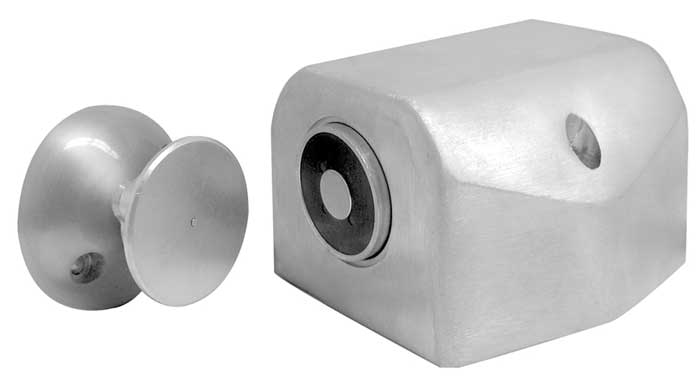 ABH 2600 US28 Electromagnetic Door Holder Single Floor Mount with Standard Armature-Sprayed Aluminum