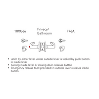 Sargent V60-10XU66-VSLL Privacy/Bathroom Function Cylindrical Lock, Visual Indicator Trim Outside Only, White/Red, Non-Keyed