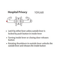 Sargent V30-10XU68-VSLL Hospital Privacy Function Cylindrical Lock, Visual Indicator Trim Outside Only, Green/Red, Non-Keyed