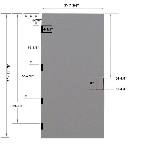 3-8 x 8-0 18 Gauge Honeycomb Core - 86E 8" Mortise Lock Prep