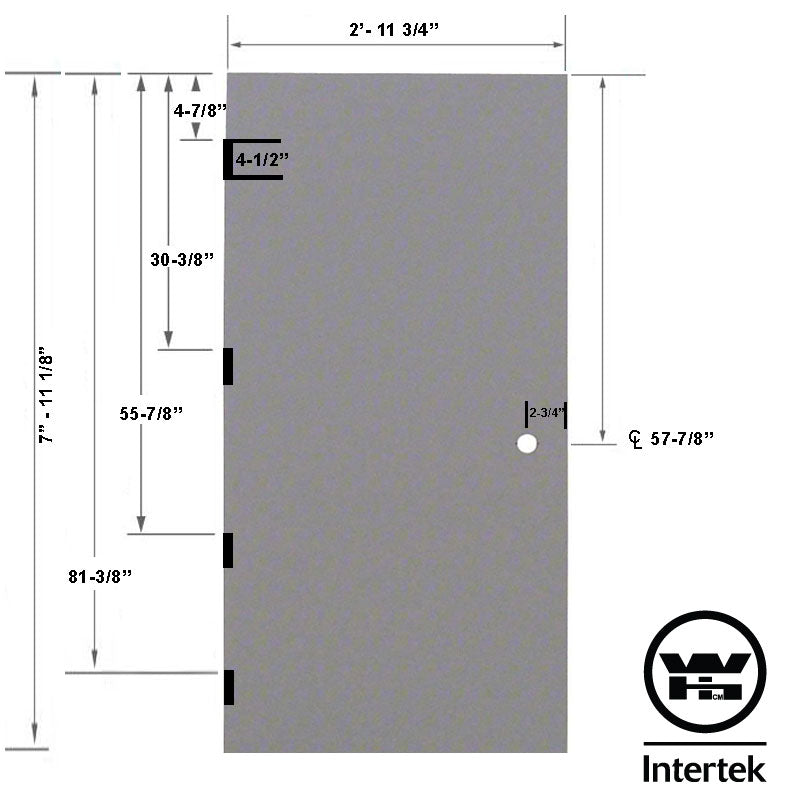 Fire Rated 3-0 x 8-0 18 Gauge Polystyrene Core - 161 Prep Cylindrical Lock