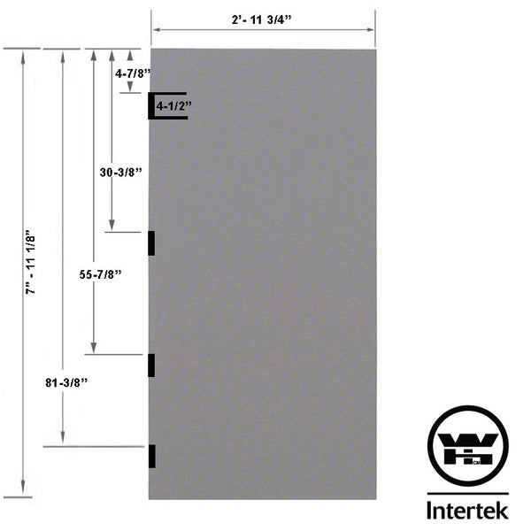 Fire Rated 3-0 x 8-0 18 Gauge Steel Stiffened Rib Rockwool Core - FBA/RP Re-enforced Panic Bar