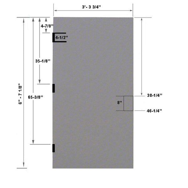 3-4 x 6-8 18 Gauge PolyStyrene Core - 86E 8" Mortise Lock Prep