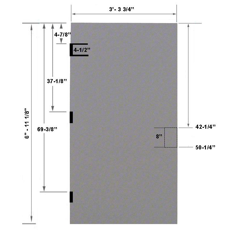 3-4 x 7-0 18 Gauge Polystyrene Core - 86E 8" Mortise Lock Prep