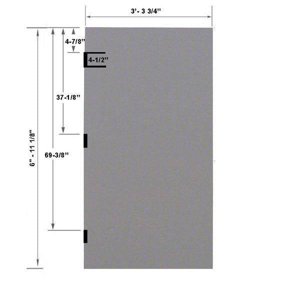 3-4 x 7-0 18 Gauge Steel Stiffened Rib Rockwool Core - FBA/RP Re-enforced Panic Bar