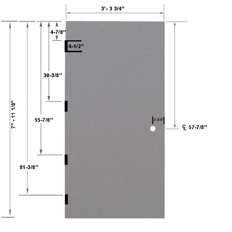 3-4 x 8-0 18 Gauge Steel Stiffened Rib Rockwool Core - 161 Prep Cylindrical Lock