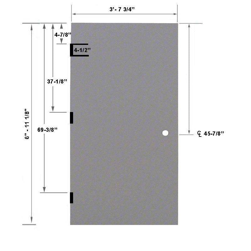 3-8 x 7-0 18 Gauge Steel Stiffened Rib - Rockwool Core - 161 Prep Cylindrical Lock