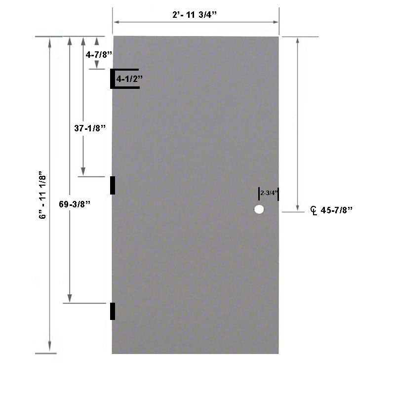 3-0 x 7-0 18 Gauge Steel Stiffened Rib Rockwool Core - 161 Prep Cylindrical Lock