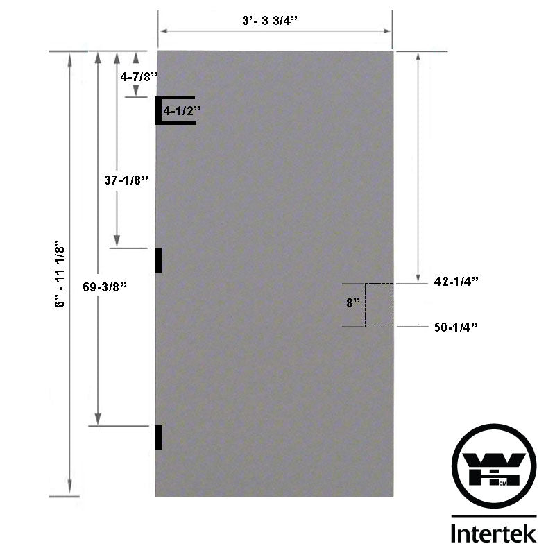 Fire Rated 3-4 x 7-0 18 Gauge Honeycomb Core - 86E 8" Mortise Lock Prep