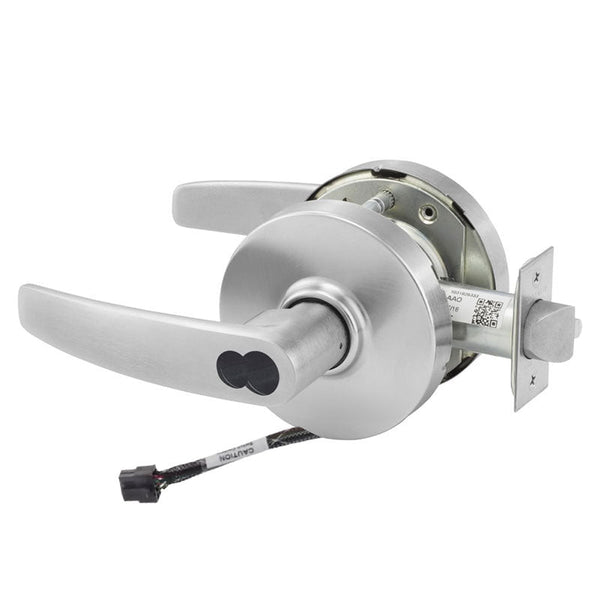 Sargent 60-RX-10XG05-LB-12V US26D satin chrome cylindrical lock, lever handles, request to exit, IC core, 12V wiring