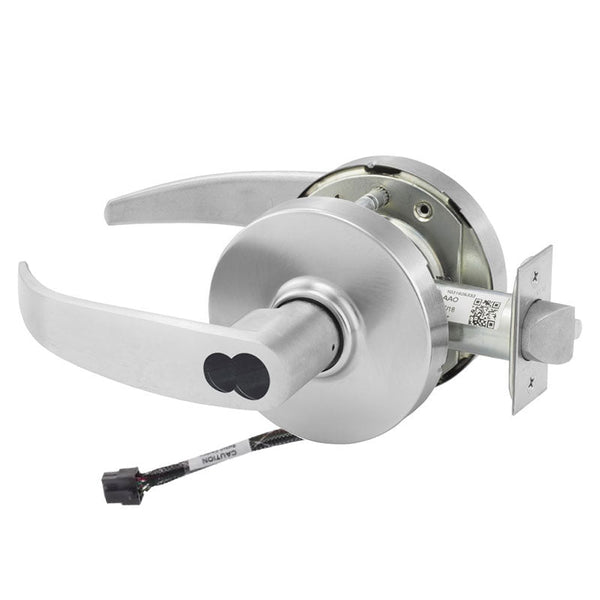 Sargent 60-RX-10XG37-LP-12V US26D satin chrome cylindrical classroom lock, RX switch, LFIC core, curved lever