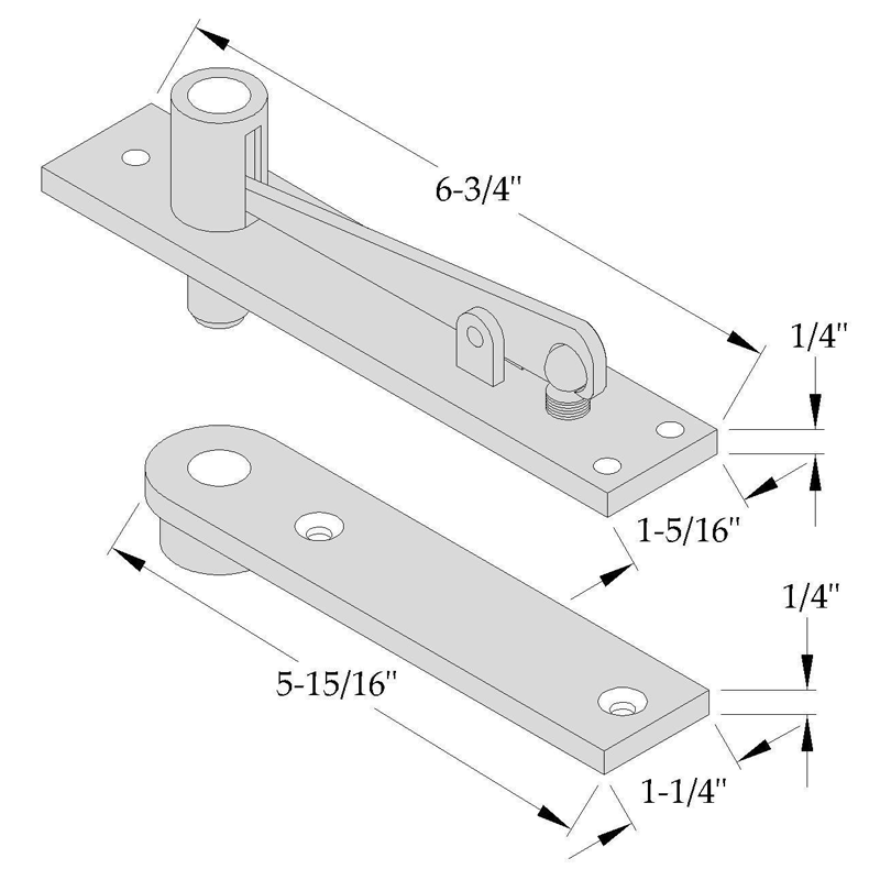 ABH 0340 Center Hung Heavy Duty Top Pivot dimensions