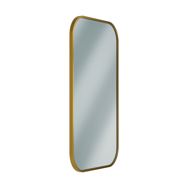 Bradley 7B1-0018360 Elvari Series frameless mirror, 18" x 36", gold rounded-corner edge trim