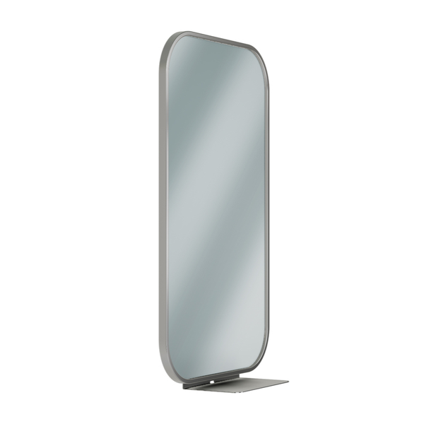 Bradley 7B1-2018300 Elvari frameless mirror with shelf, stainless steel, rounded corners, 18"W x 30"H