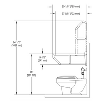 Bradley 8370-107 Heavy Duty Swing Up Grab Bar, See Dim Dwg, Satin Stainless Steel