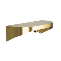 Bradley 7B2 Elvari Series brushed brass shelf, 8" x 24", with under-mounted hooks and radiused sides
