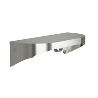 Bradley 7B2-0082496 Elvari stainless steel shelf, 8"x24", with hooks and radiused sides