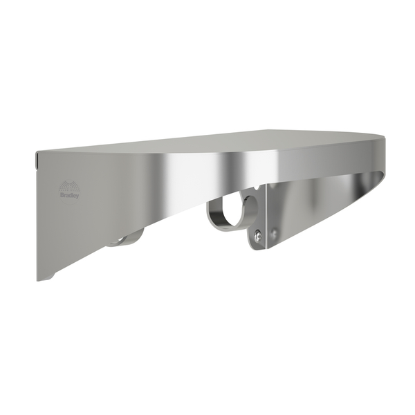 Bradley 7B2-0051296 Elvari Series stainless steel shelf, 5"x12", with hooks and radiused sides