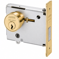 Corbin Russwin DL4113-L4-KR single cylinder mortise deadlock, polished brass US3 with cylinder and faceplate