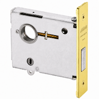 Corbin Russwin DL4113-LC US3 mortise deadlock, single cylinder less cylinder, polished brass faceplate